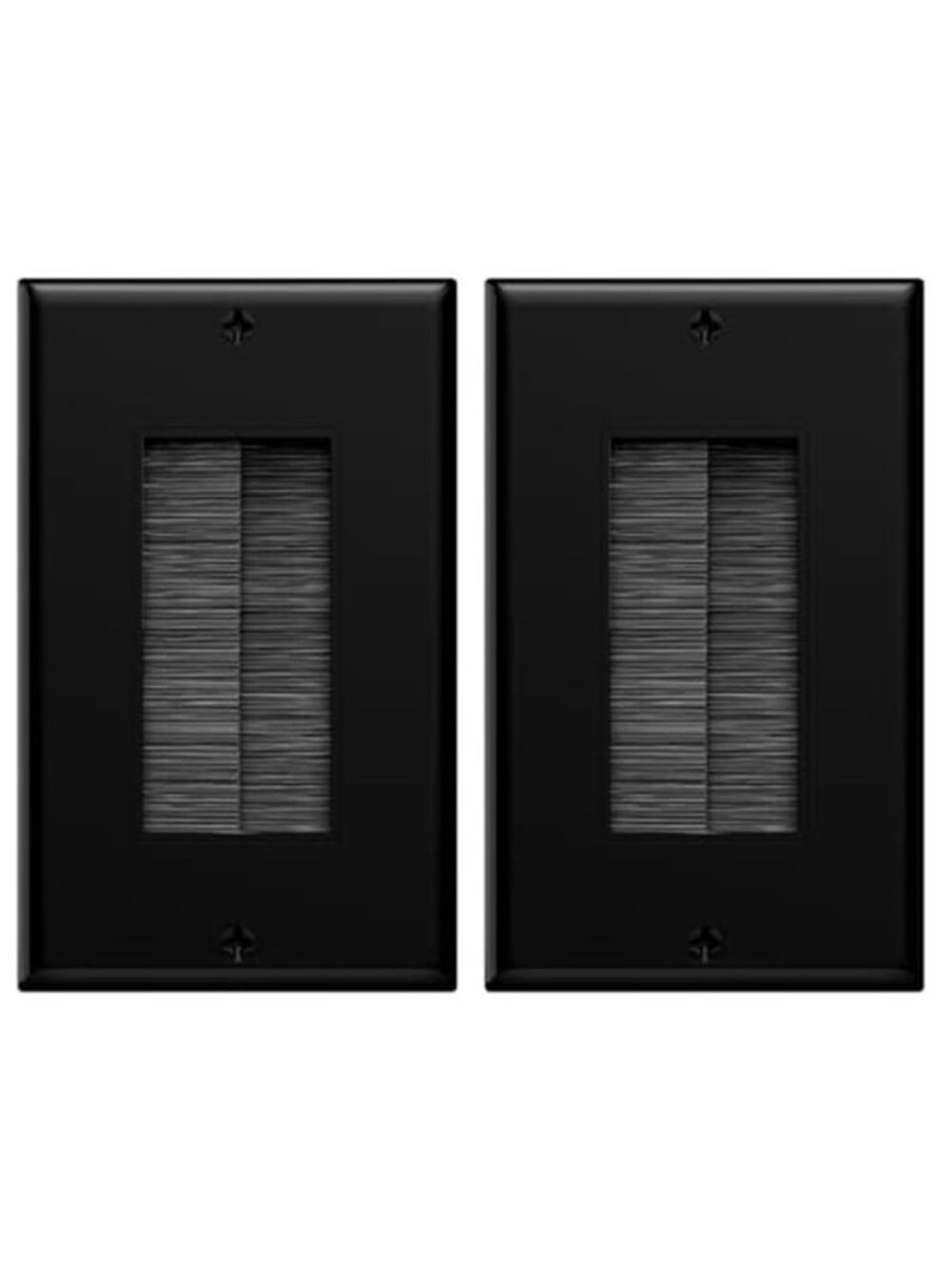 Black Brush Wall Plate Cable Pass Through TV HDMI Ethernet Wire Management Cover